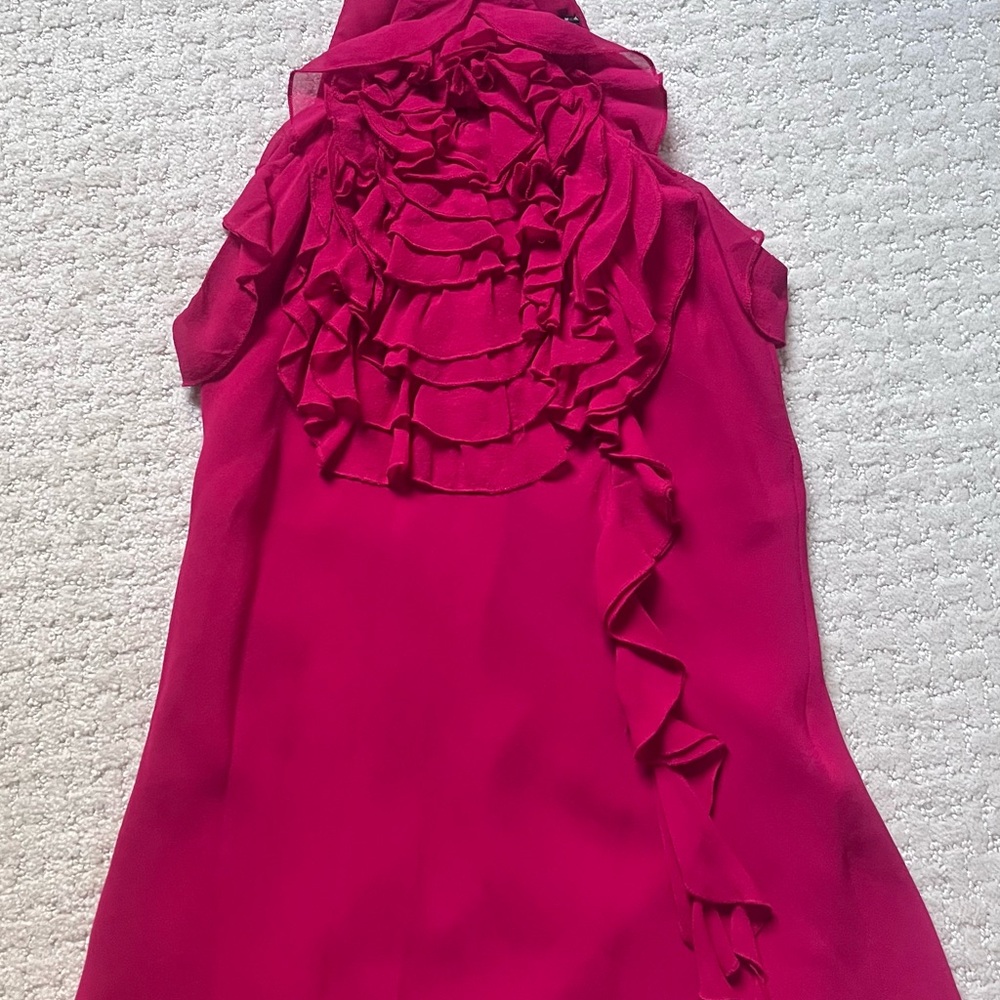Elegant Red Ruffle Sleeveless Top